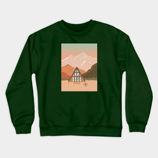 "Remote" Work - Mountain Cabin Crewneck Sweatshirt by lymancreativeco